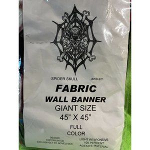 OLLIERV Noveltees Colorful Spider Skull Wall Banner 45" x 45" Model WB-221 NIP